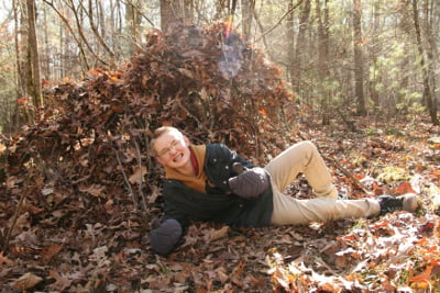 middle school student laying on ground